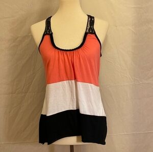 ‼️3 for $10‼️  Orange White and Black Colorblock Sleeveless Top